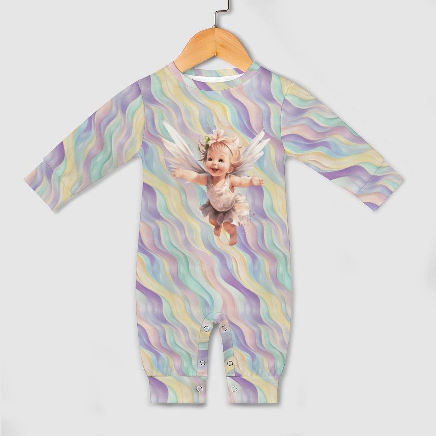 Baby Fairy, Long Sleeve Baby / Toddler Romper, Faux Cotton