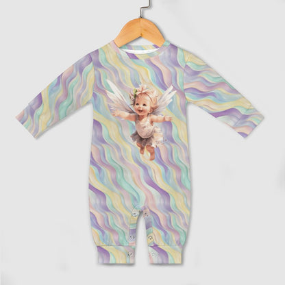 Baby Fairy, Long Sleeve Baby / Toddler Romper, Faux Cotton