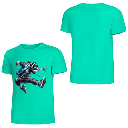 Bigfoot - Sasquatch Jumping Short Sleeve Cotton T-Shirt