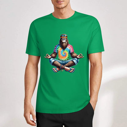 Bigfoot - Sasquatch Hippie Yoga Short Sleeve Cotton T-Shirt