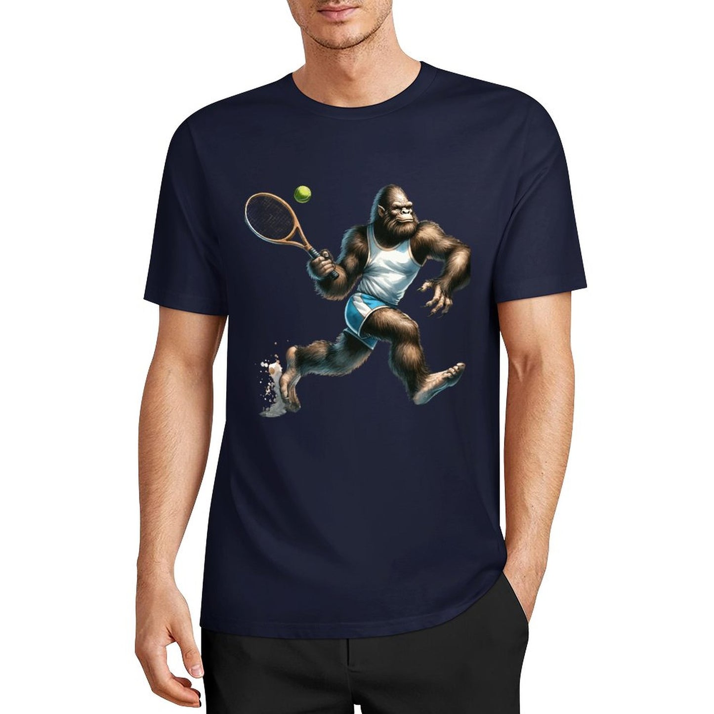 Bigfoot - Sasquatch Tennis Short Sleeve Cotton T-Shirt