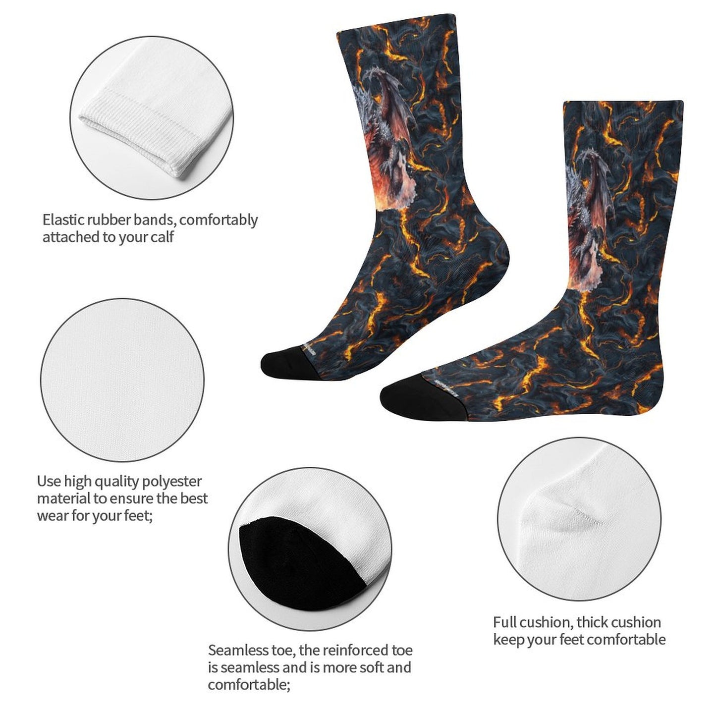 Fire Dragon, Children’s Polyester Socks