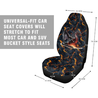 Fire Dragon on Lava, Car Seat Covers, Full 7 Piece Set