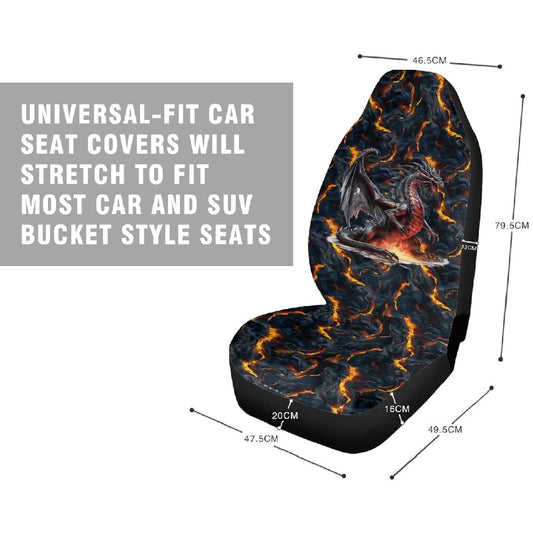 Fire Dragon on Lava, Car Seat Covers, Full 7 Piece Set