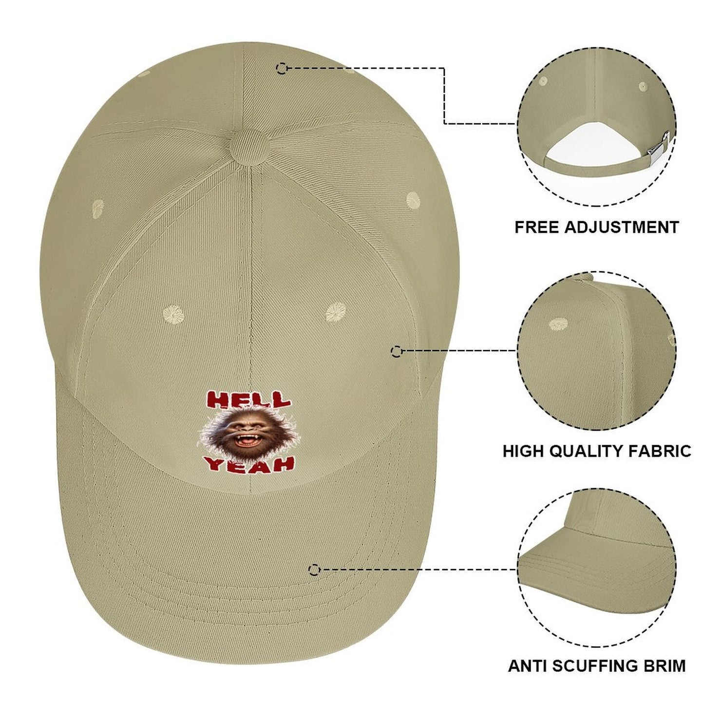 Bigfoot, Sasquatch “Hell yeah", Baseball Cap – 8 Colors