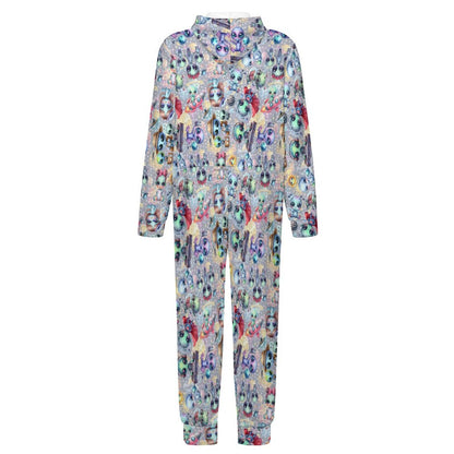 6 Alien Designs, Youth Flannel Footless Zip up Pajama Jumpsuit