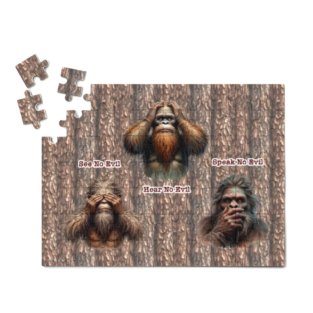 Bigfoot / Sasquatch, "See no evil..", Jigsaw Puzzles, 4 Sizes