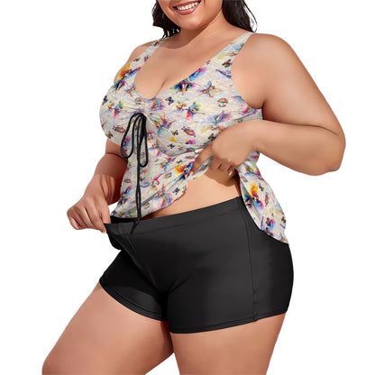 6 Fairy Designs, Plus Sized Women’s Two Piece Tankini Swimsuit