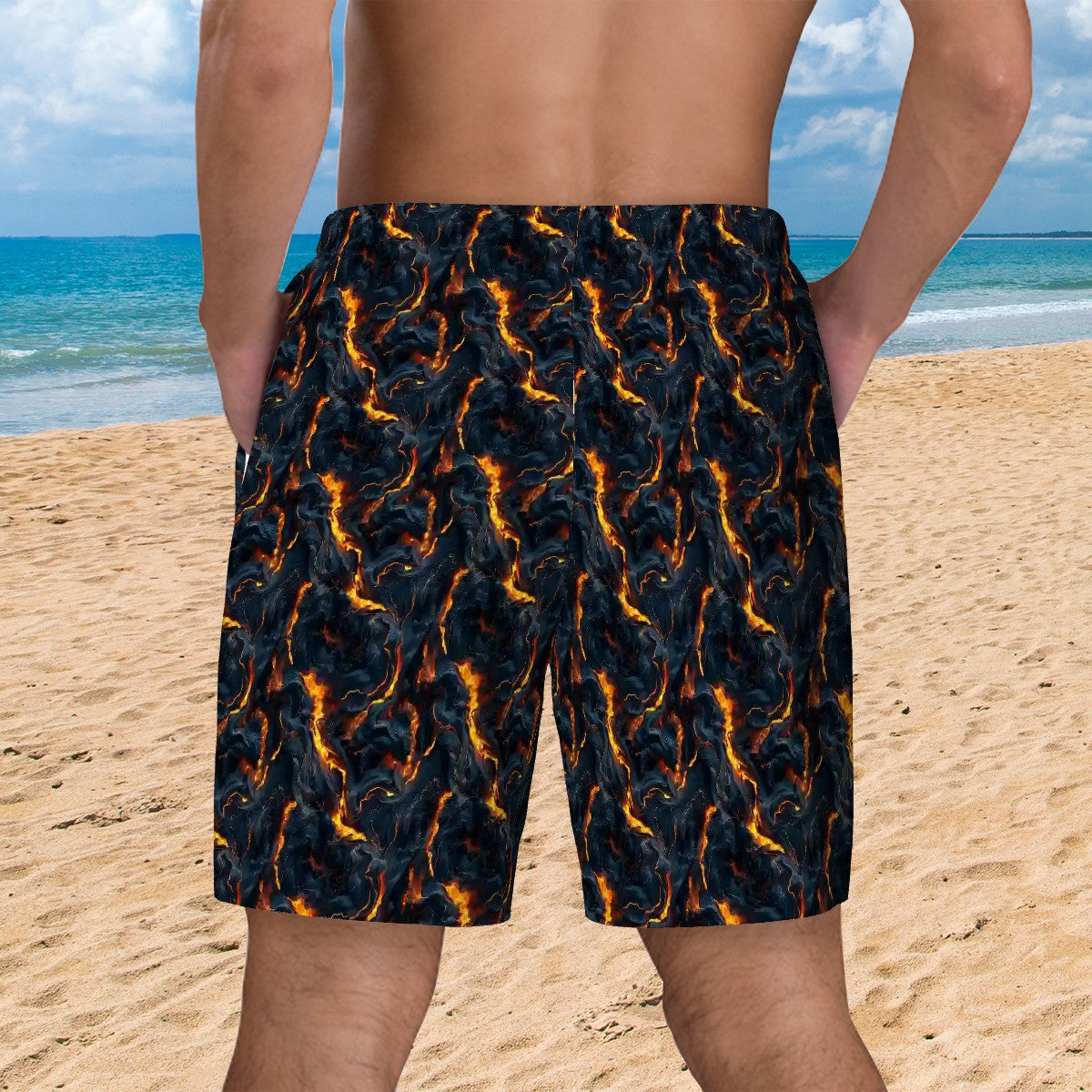 Fire Dragon, Men Beach Shorts / Swim trunks with 4 Pockets