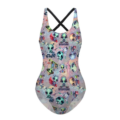 6 Awesome Alien Designs, Cross-Back One Piece Swimsuit