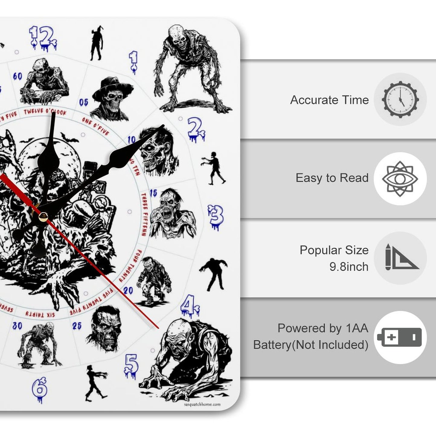 Zombie Themed Square Wall Clock