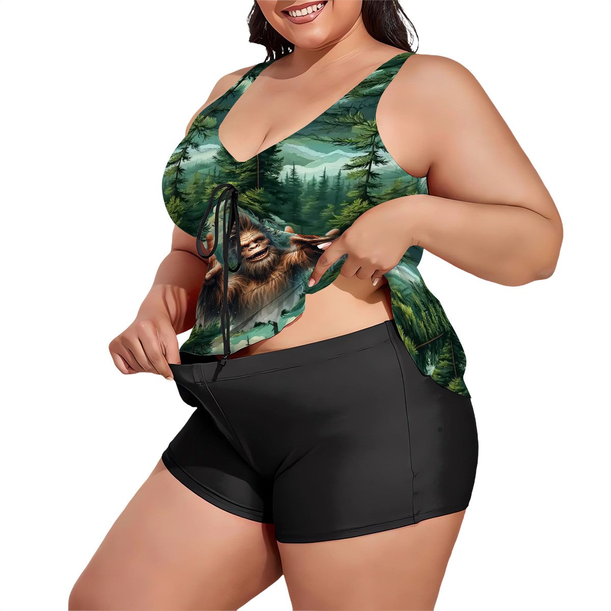 Bigfoot, Sasquatch, Plus Sized Women’s Two Piece Tankini Swimsuit