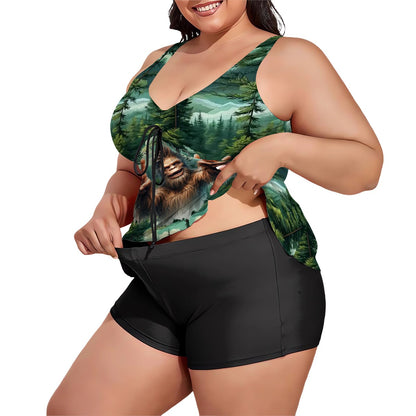 Bigfoot, Sasquatch, Plus Sized Women’s Two Piece Tankini Swimsuit