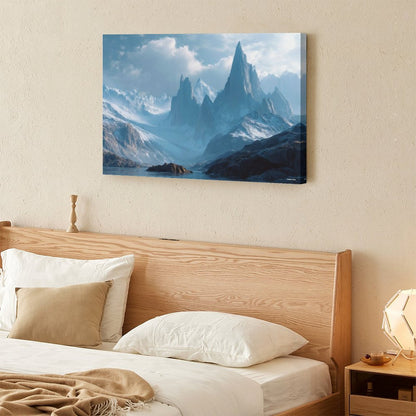 Grey Mountain View, Vintage Framed Canvas Art - 2 Sizes – Made in the USA