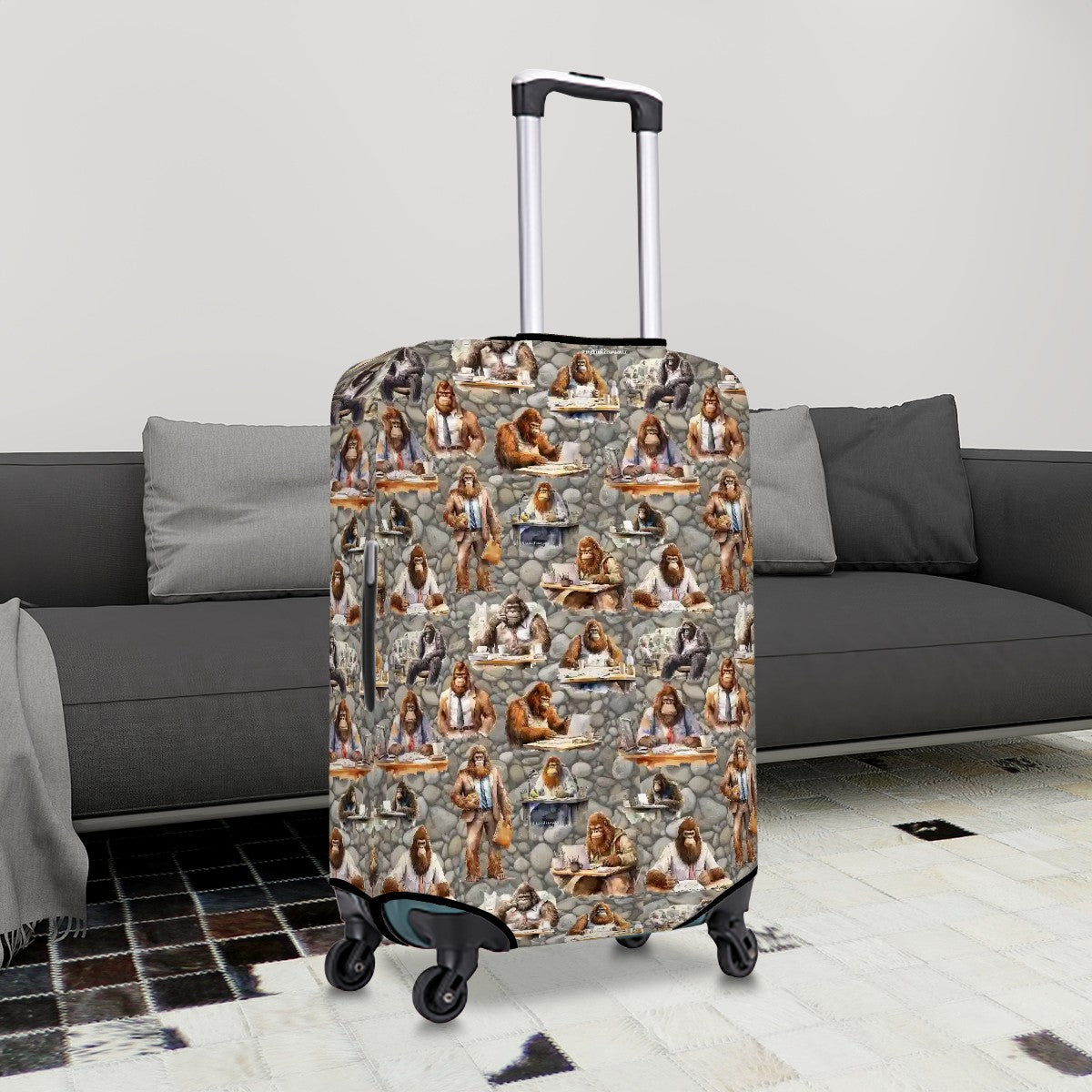 Scholar Sasquatch Bigfoot Polyester Luggage Cover / Protector (With Belt)