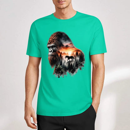 Bigfoot - Sasquatch Scenery Short Sleeve Cotton T-Shirt