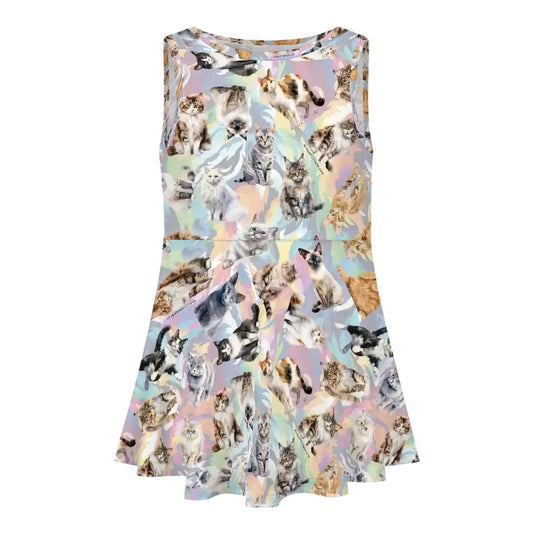 Animal Themed Girls Polyester Sleeveless Dress, Cats, dogs, turtles, cows, pigs + more