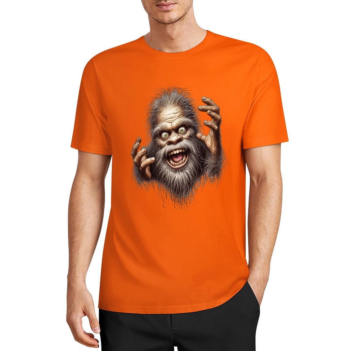 Bigfoot - Sasquatch Crazy Hands Short Sleeve Cotton T-Shirt