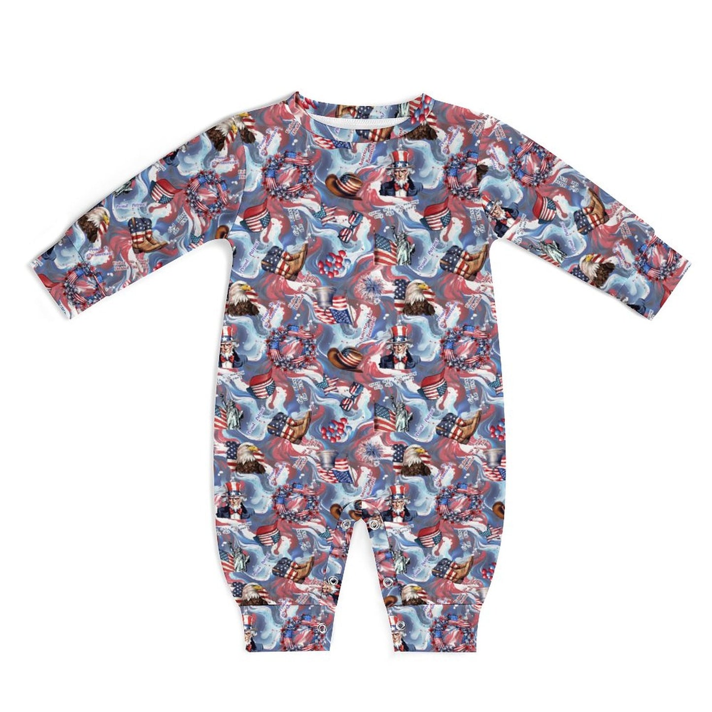 8 Patriot Designs, Long Sleeve Baby / Toddler Romper, Faux Cotton