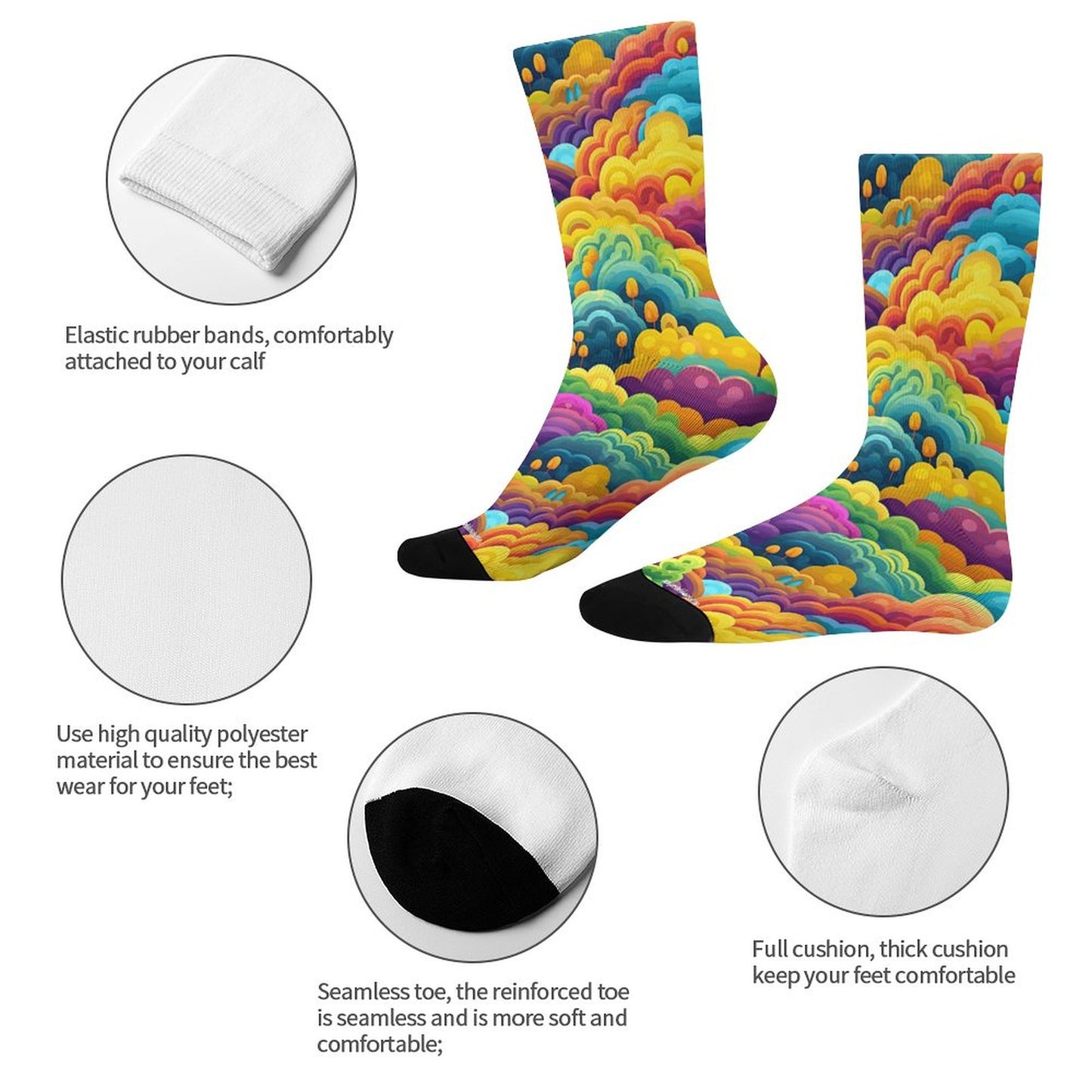 Funky Rainbow Design, Children’s Polyester Socks