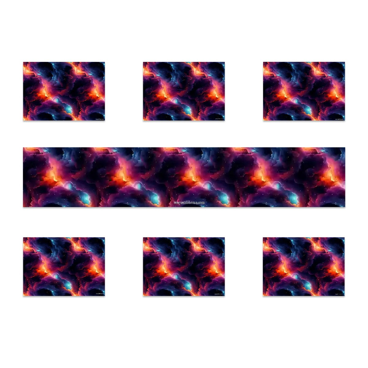 12 Galaxy / Outer Space Designs, Table Runner Placemat Set 7 Pieces