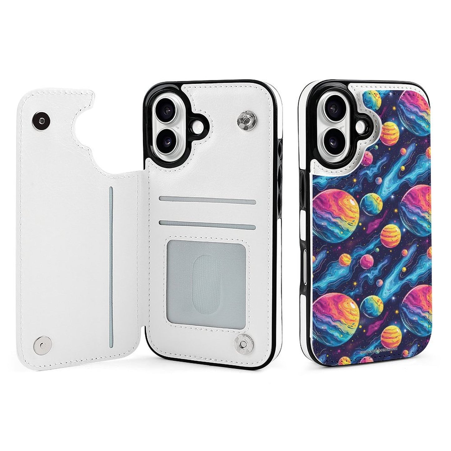 12 Galaxy Outer Space Designs, iPhone 16 Faux Leather Wallet Case