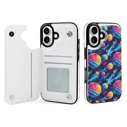 12 Galaxy Outer Space Designs, iPhone 16 Faux Leather Wallet Case