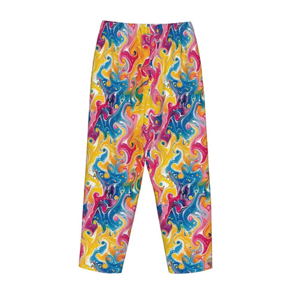 Pink Bigfoot On Deco Background, Women’s Pajama Pants with Pockets
