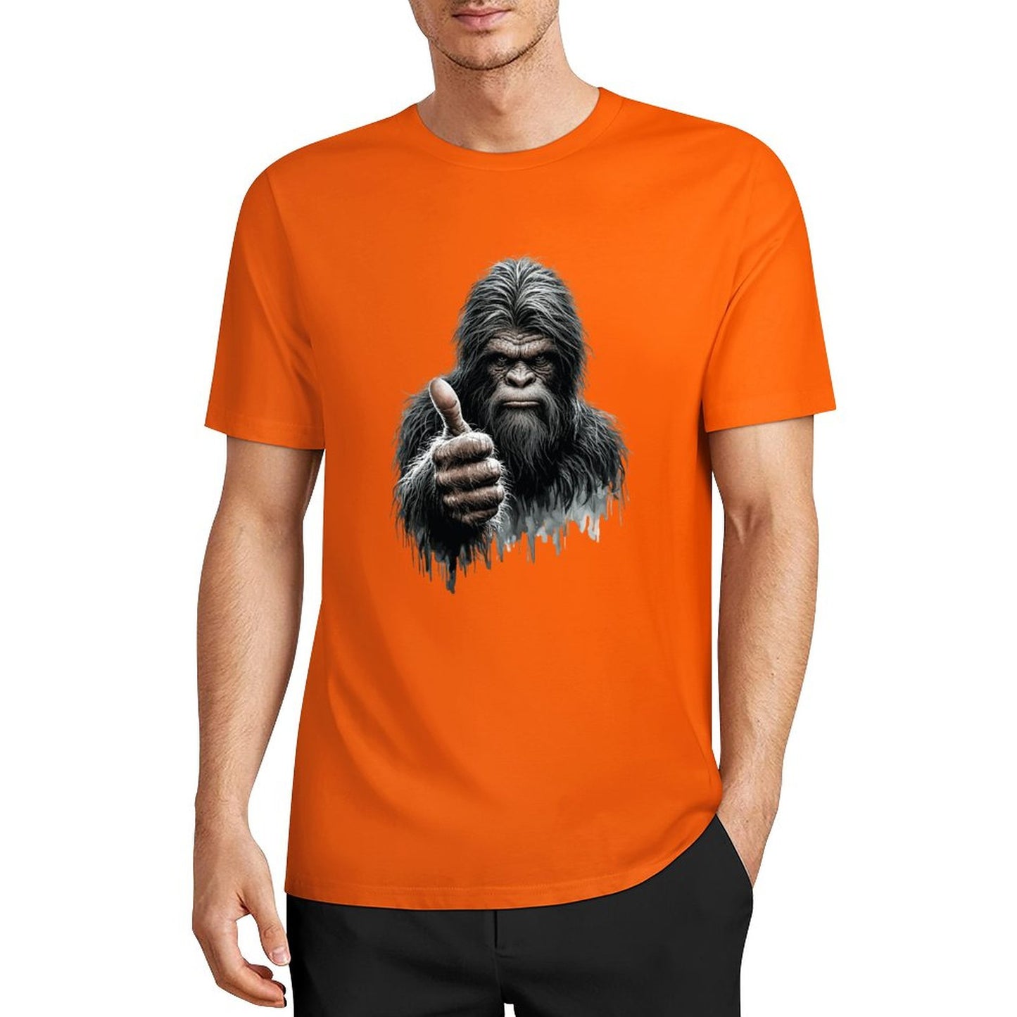 Bigfoot - Sasquatch Thumbs Up Short Sleeve Cotton T-Shirt