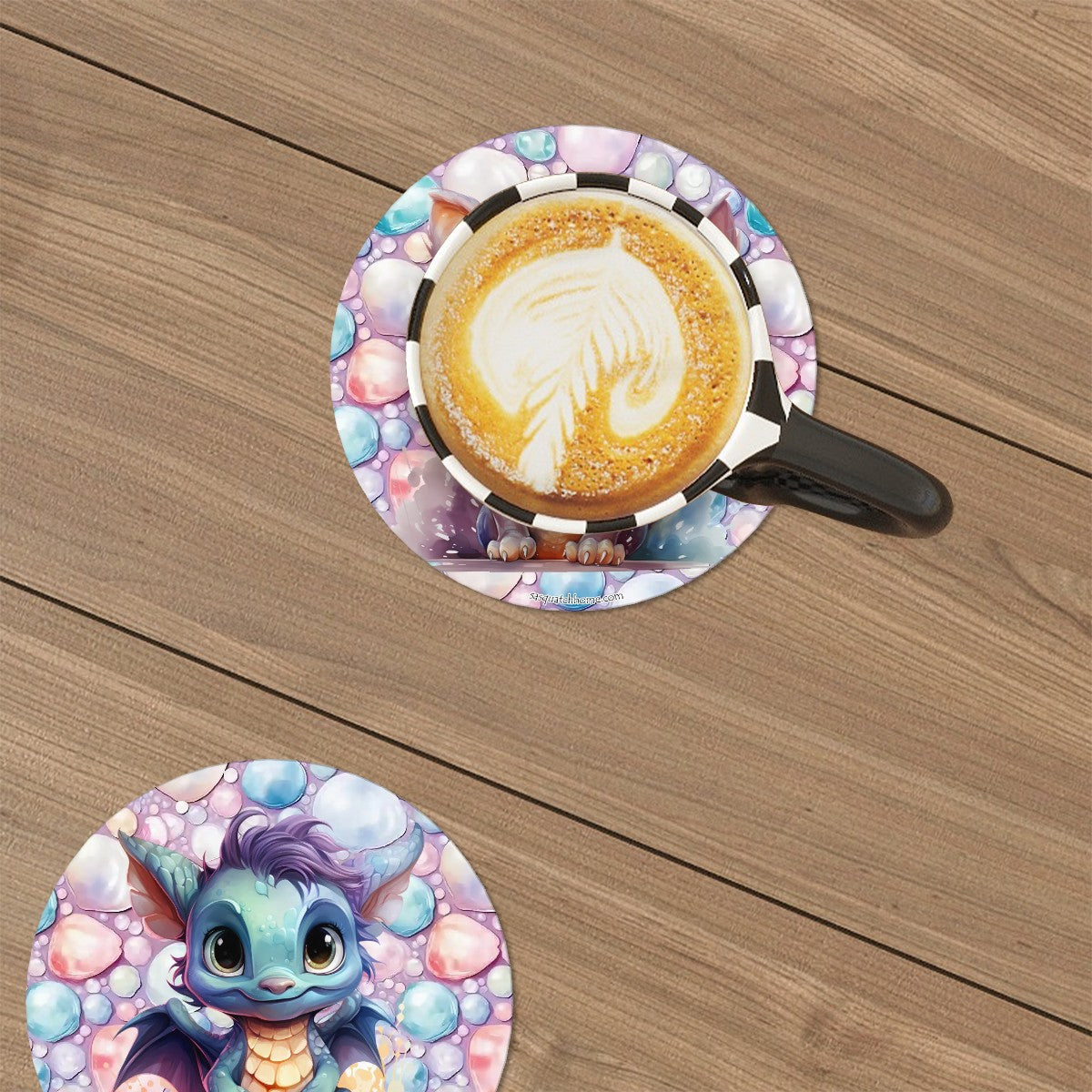 Cute Baby Dragons, Round Ceramic Coasters Set of 6