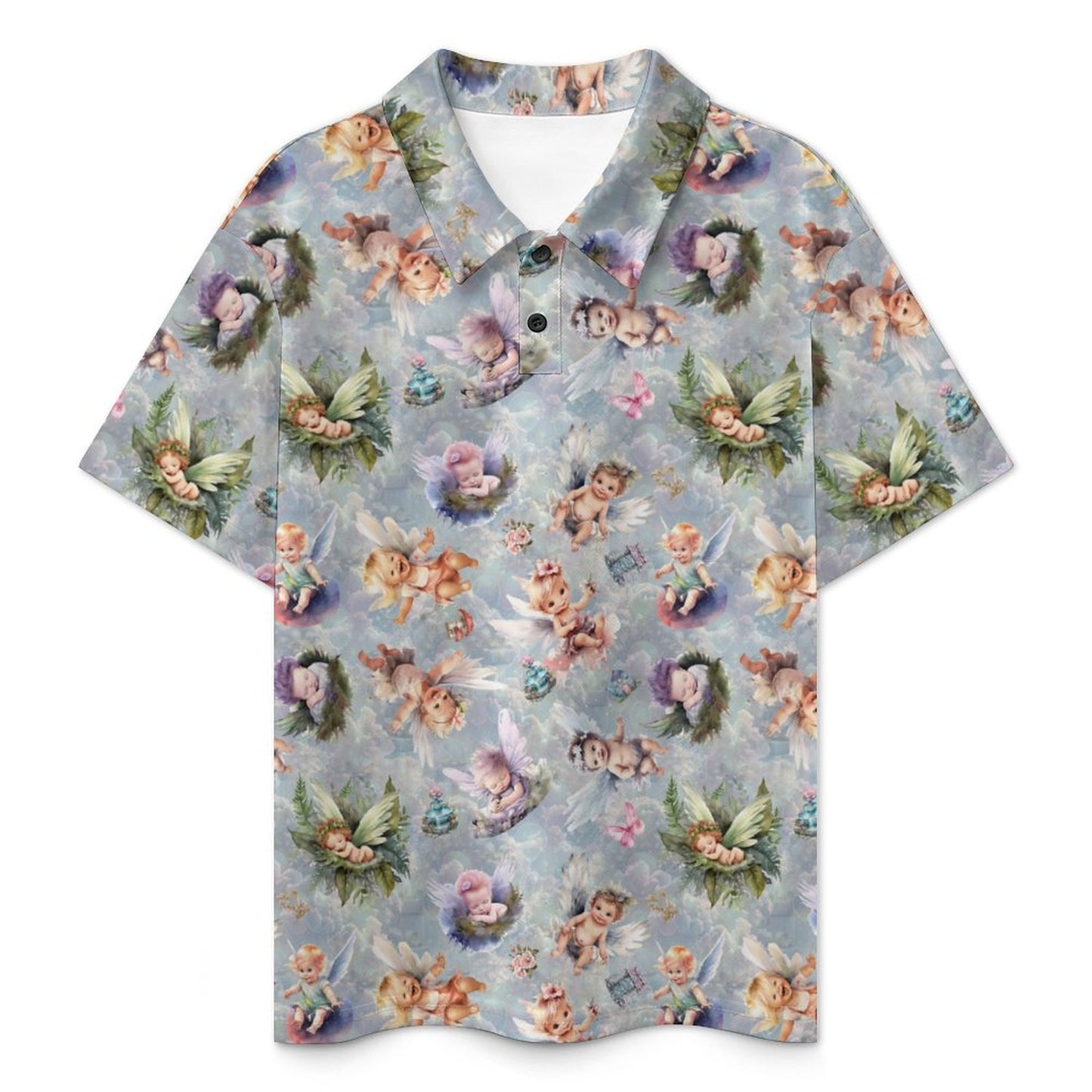 6 Fairy Design, Kids Button Down Polo Shirt