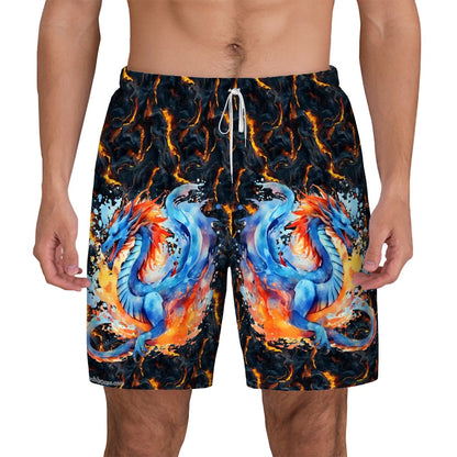 Dragon, Men Beach Shorts / Swim trunks with 4 Pockets