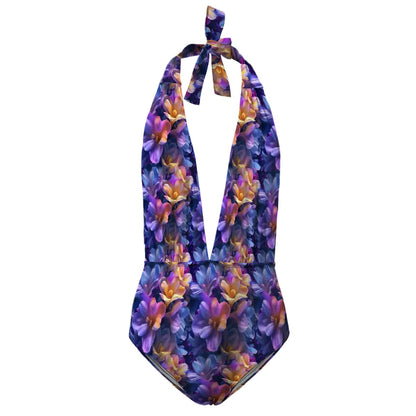 10 Beautiful Flower Designs, Women’s Deep V One Piece Swimsuit