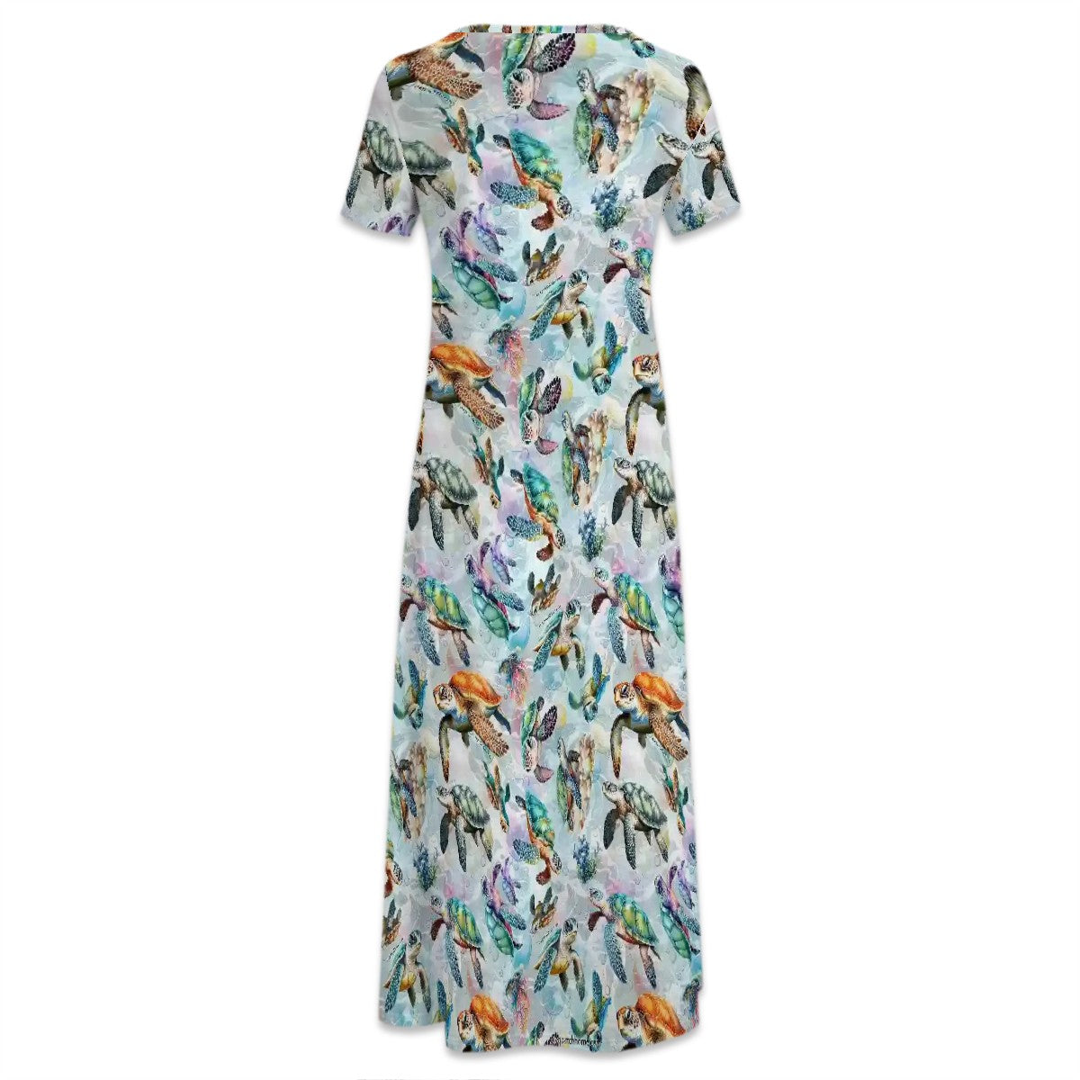 Animal Themed Crew Neck Short Sleeve Maxi Dress