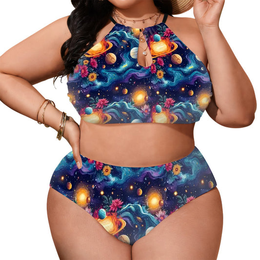 12 Galaxy, Outer Space Designs, Plus Size High-Waisted Bikini Customized Services