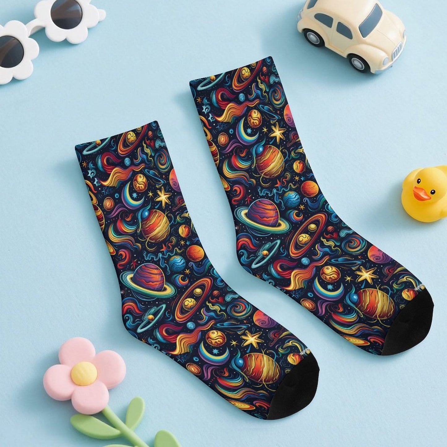 12 Beautiful Galaxy Space Designs, Children’s Polyester Socks