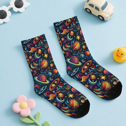 12 Beautiful Galaxy Space Designs, Children’s Polyester Socks
