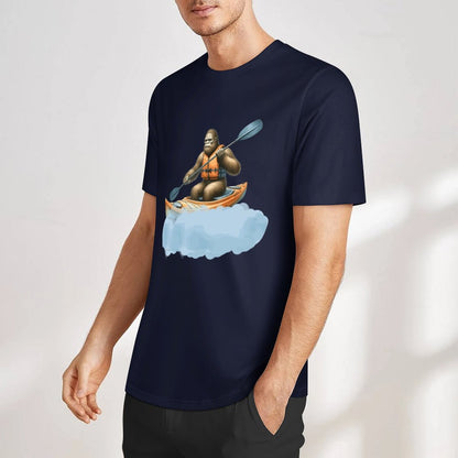 Bigfoot - Sasquatch Kayaking Short Sleeve Cotton T-Shirt