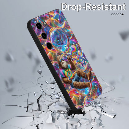 Hippie Bigfoot  / Sasquatch Blowing Bubbles, Samsung S23 Series TPU Cell Phone Case