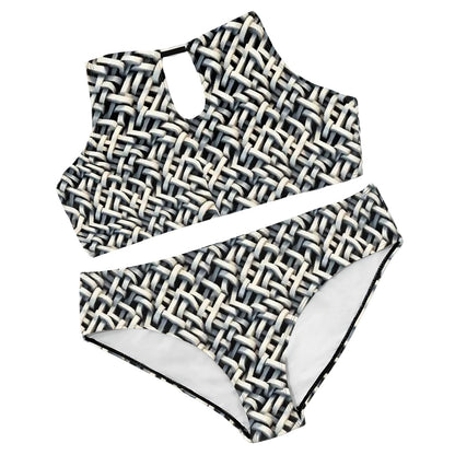 Weave Optical Illusion, Plus Size High-Waisted Bikini Customized Services