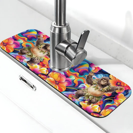 Bigfoot Sasquatch Hula Dancer, Faucet Mat