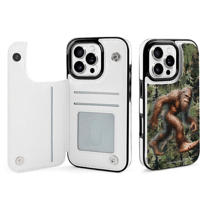 Bigfoot / Sasquatch in Woods, iPhone 16 Faux Leather Wallet Case