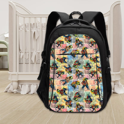 6 Alien Designs, Large Capacity, Oxford Travel, Laptop Bag with USB Charger