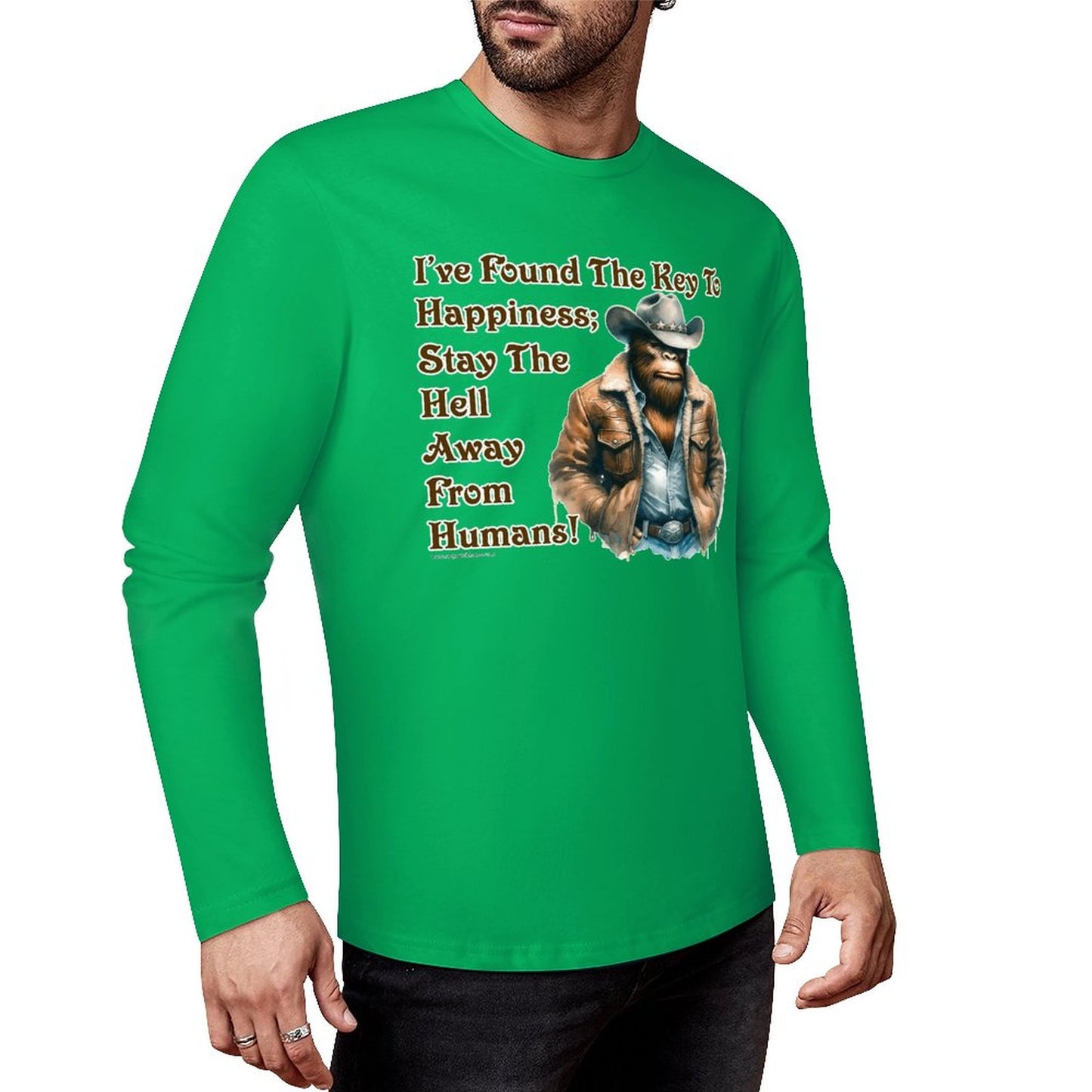 Cowboy Bigfoot / Sasquatch, "I found the key...", Cotton Unisex Long Sleeve T-shirt