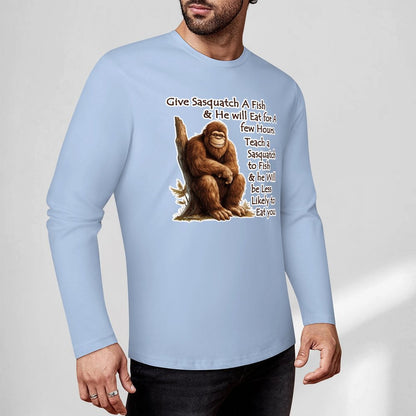 Bigfoot - Sasquatch "Give Sasquatch A Fish..",  Cotton Unisex Long Sleeve T-shirt
