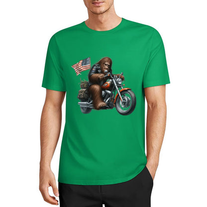 Bigfoot - Sasquatch on Motorcycle Short Sleeve Cotton T-Shirt