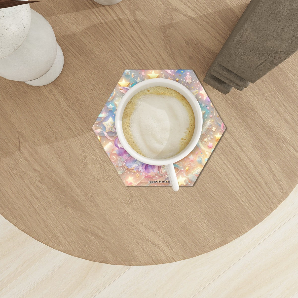 Fairy Themed, 6 Ceramic Coasters w metal stand