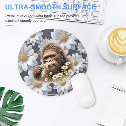Sasquatch "Smell the Flowers" Round Mouse Pad