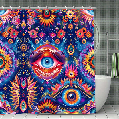 Psychedelic Eye Design, Waterproof Polyester Shower Curtain – Made in the USA – 70.8x70.8”