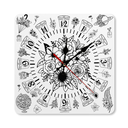Flowers Square Wall Clock